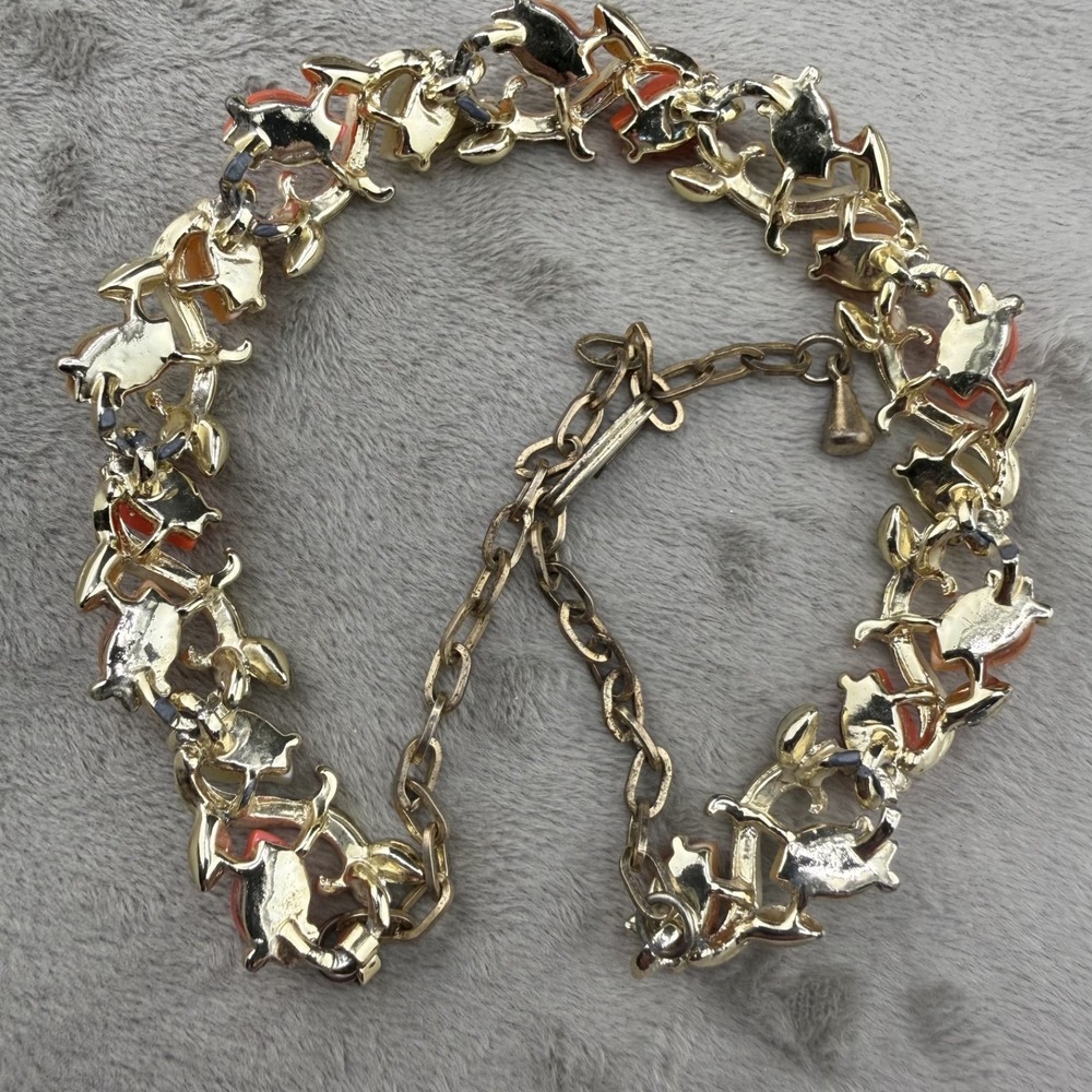 Vintage Thermoset Necklace Orange Yellow Red Bright Spring 16" - Picture 5 of 8
